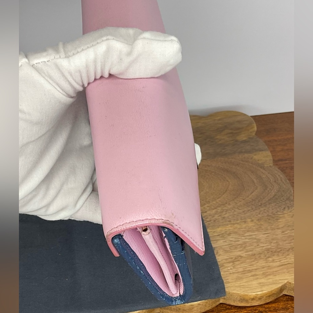 Fendi 2Jours Envelope Continental Wallet in Blush Pink and Blue Leather - Picture 14 of 15